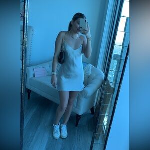 Zara champagne satin mini dress